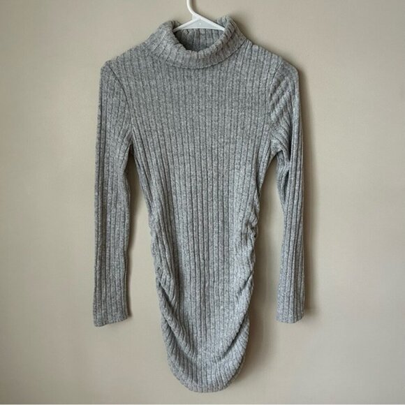NEOT SHEIN Gray Ribbed Turtleneck Long Sleeve Mini Sweater Dress Size Small - Picture 3 of 7